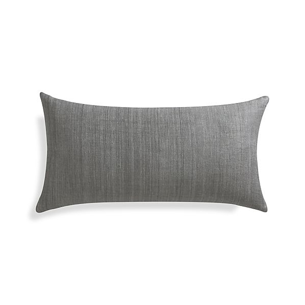 Michaela Smoke Grey 24"x12" Pillow with Feather-Down Insert - Image 0