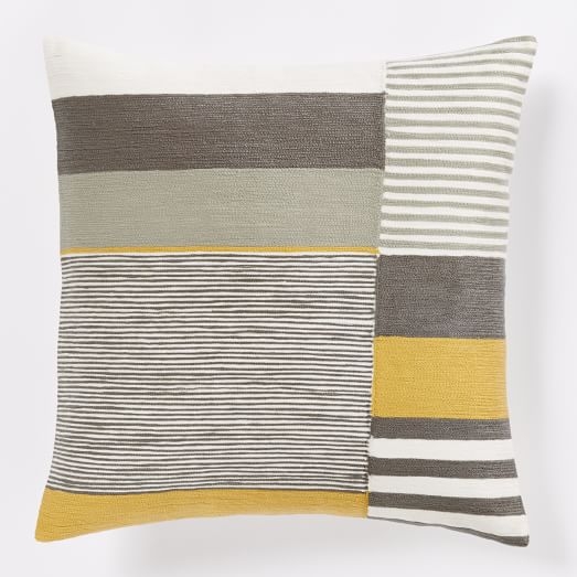 Margo Selby Crewel Colorblock Pillow Cover - Frost Gray - Image 0