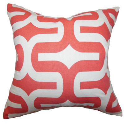 Cotton Throw Pillow - Salmon - 18" H x 18" W - Polyester/Polyfill - Image 0
