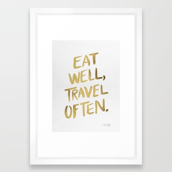 Eat Well Travel Often on Gold - 10" x 12" - Framed - Image 0