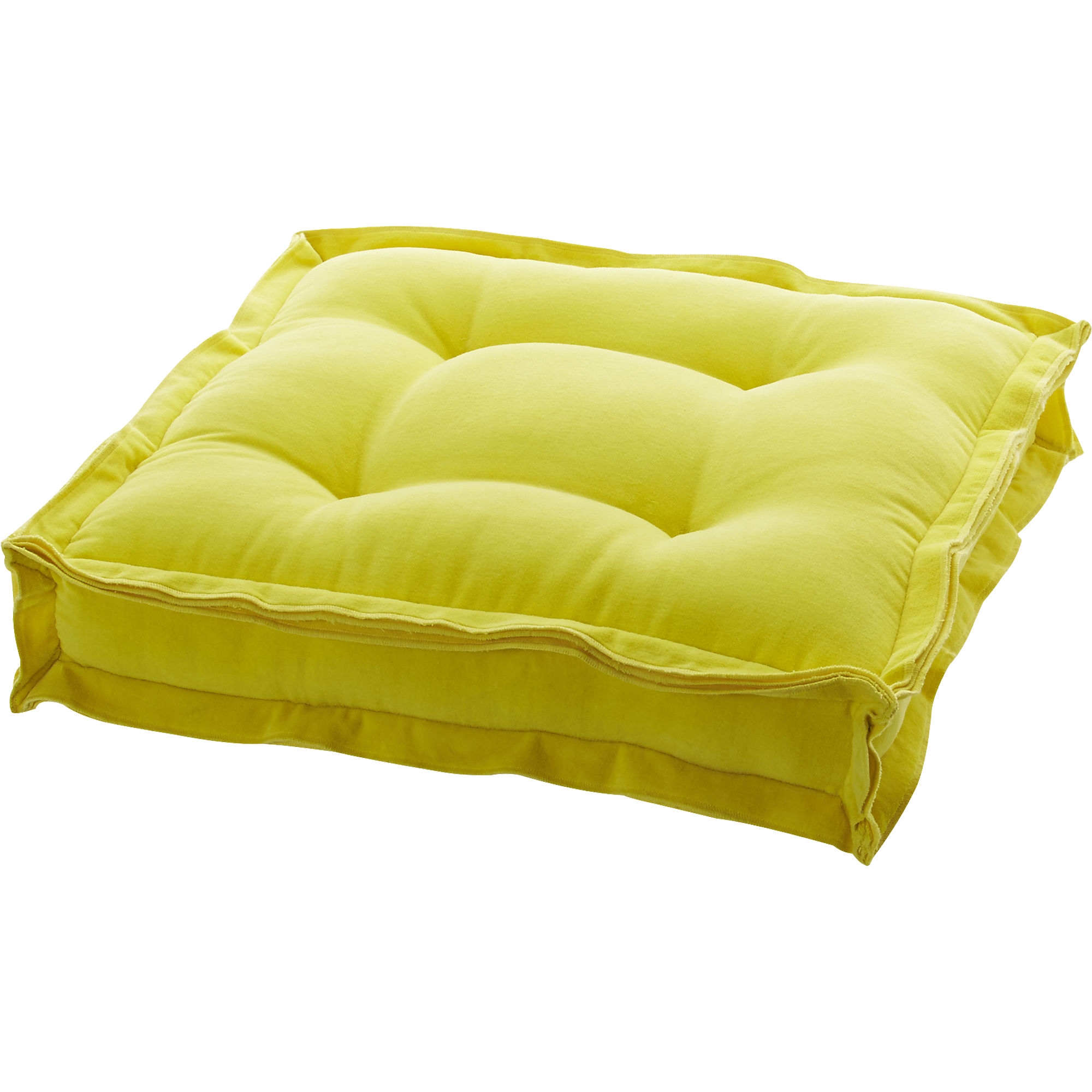 Velvet yellow 23" floor cushion - Image 0