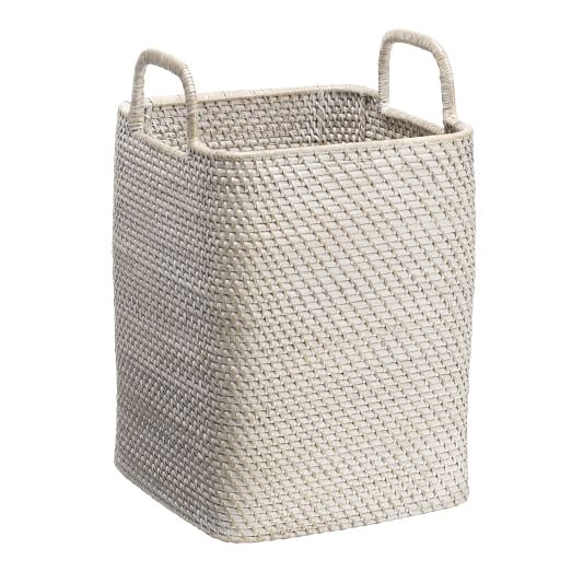 Modern Weave Handled Baskets - Whitewash - Image 0