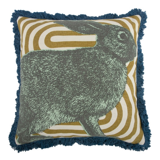 Menagerie Bunny Cotton Throw Pillow - 18x18 - With Insert - Image 0