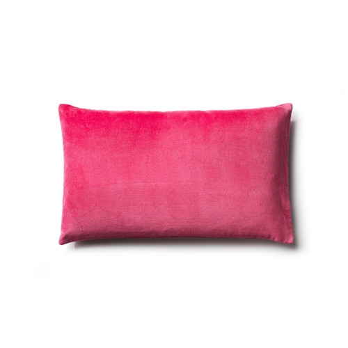 Plain Cotton Velvet Lumbar Pillow, Pink - 11.8" H x 19.7" W - Down/Feather - Image 0