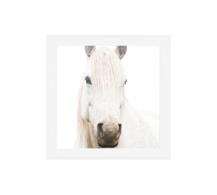 WHITE ON WHITE HORSE BY JENNIFER MEYERS, 25 X 25" WOOD GALLERY WHITE MAT - Image 0