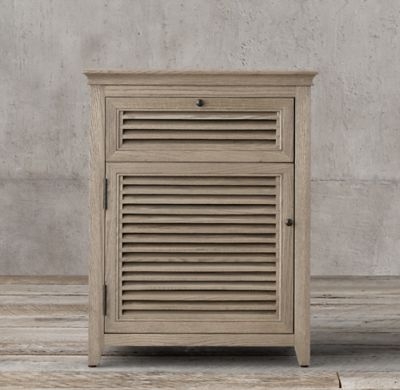 Shutter Closed Nighstand-Distressed Taupe - Image 0