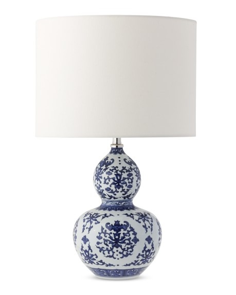 Gourd Ginger Jar Table Lamp, Blue and White - Image 0