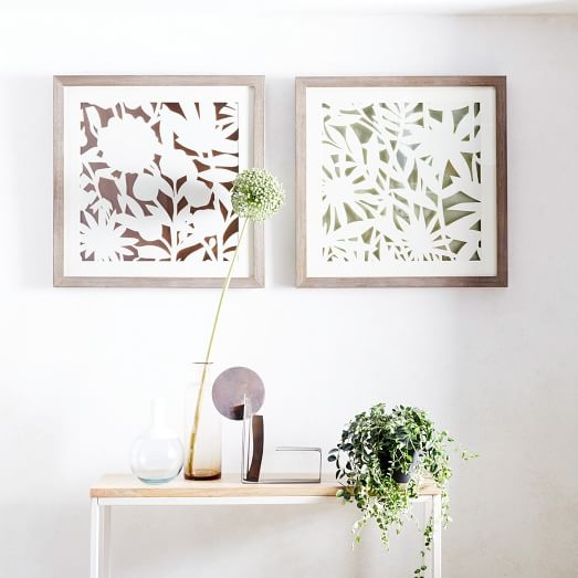 Modern Paper Cut Out Wall Art - Flower- Set of 2- 24"sq. x 2"d.- Unframed - Image 0