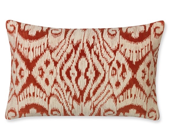 Velvet Stitched Ikat Pillow Cover-14" x 22"-Insert sold separately. - Image 0