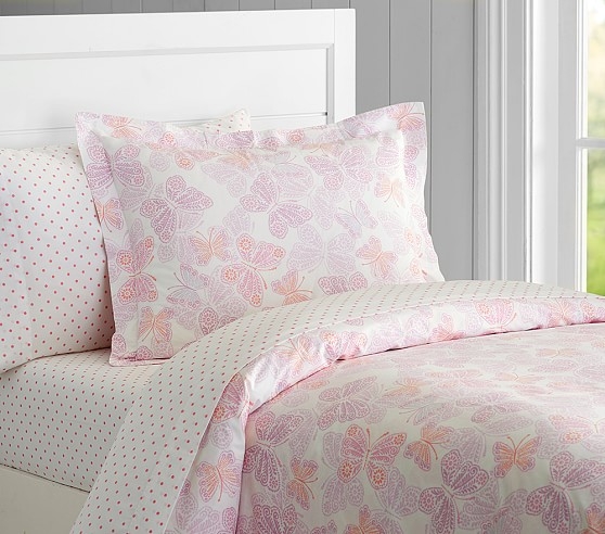 Ava Butterfly Duvet Cover- Twin - Coral - Image 0
