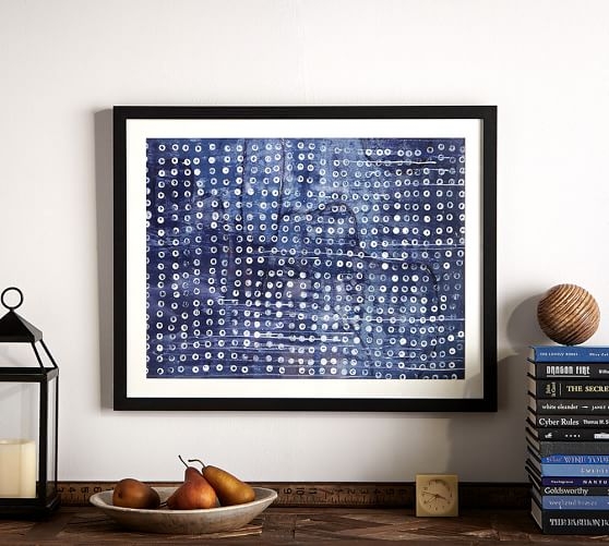 Indigo Dots Abstract Print - 20" x 30" - Matte Black Frame with Mat - Image 0