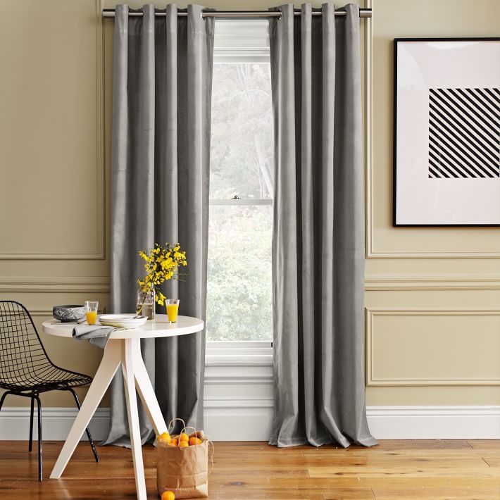 Velvet Grommet Curtain - Dove Gray; 48" x 84" - Image 0