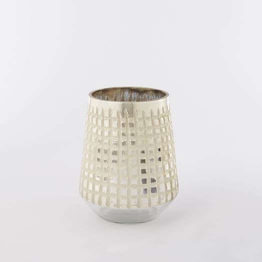 Mercury Grid Vase, Silver, Small Wide - Image 0