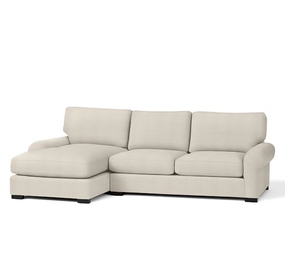 Turner Roll Arm Upholstered Sofa with Chaise Sectional-Right Arm-Ivory - Image 0