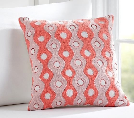 Wavy Embroidered Decorative Pillow-15 x15" -with insert - Image 0