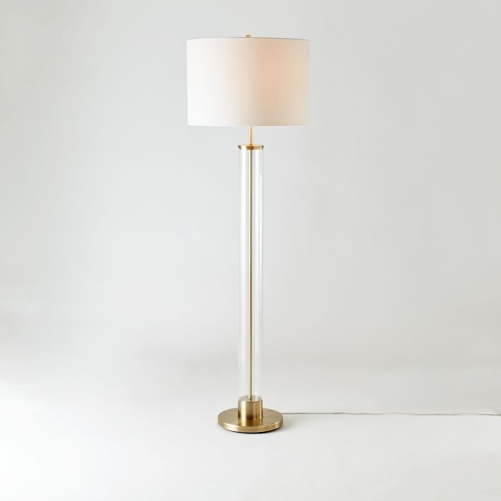 Acrylic Column Floor Lamp - Antique Brass - Image 0