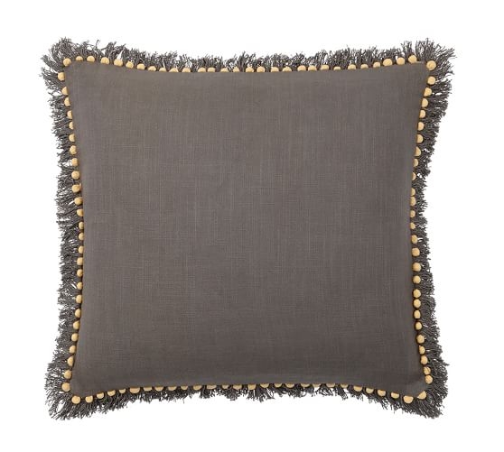 Bauble Fringe Pillow Cover - Gray/Yellow - 18" x 18" - Insert Sold Separately - Image 0
