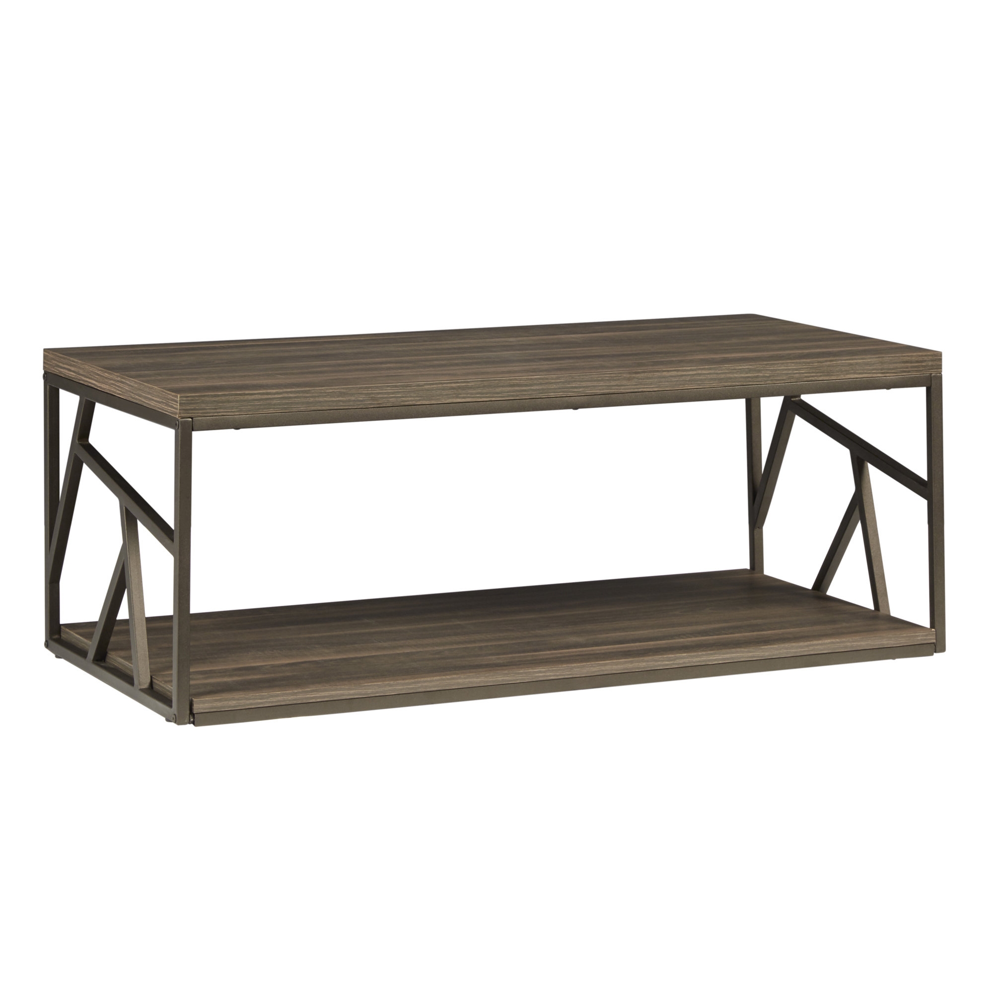 Lincoln Metal Open Shelf Distressed Wood Occasional Table - Image 0