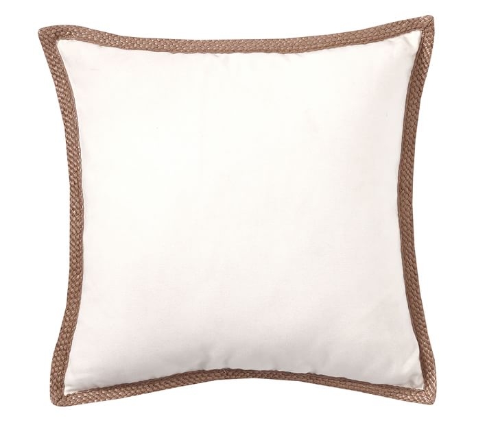 Synthetic Trim Indoor/Outdoor Pillow - Natural - 20x20 - With Insert - Image 0