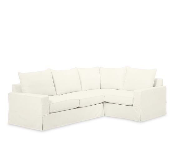 PB COMFORT SQUARE ARM SLIPCOVERED 3-PIECE SECTIONAL WITH CORNER - Image 0
