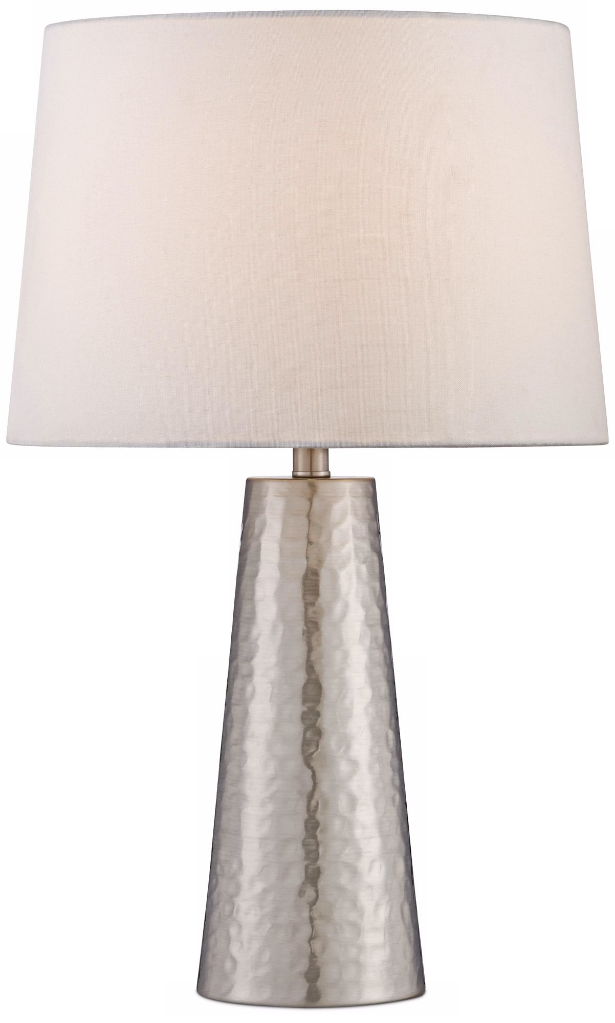 Silver Leaf Hammered Metal Cylinder Table Lamp - Image 0