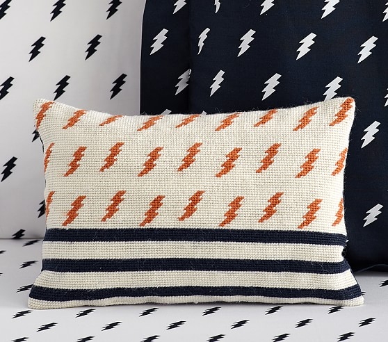 Lightning Bolt Decorative Pillows - Navy - 9" x 13" - Polyester fill - Image 0