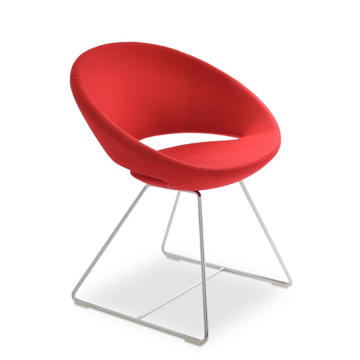 Crescent Wire Side Chair-Chrome -Leatherette-Red - Image 0