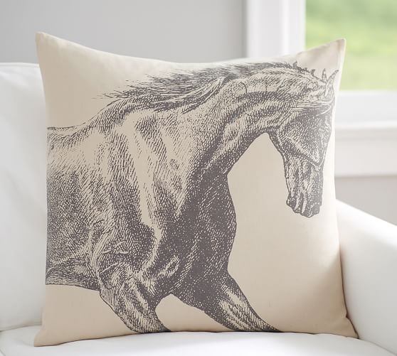 Etched Horse Print Pillow Cover - 24sq. - Insert Sold Separately - Image 0
