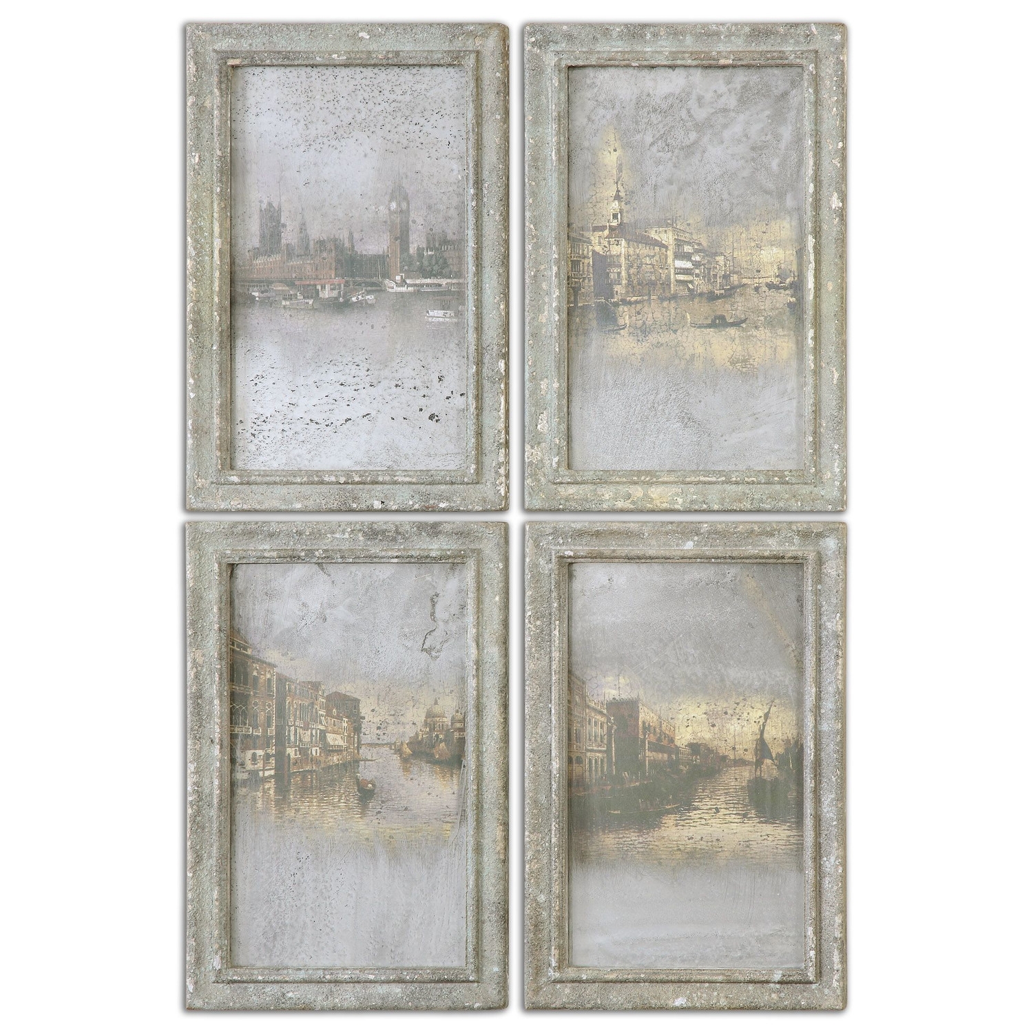 4 Piece Antique Venetian Views Painting Print Set -  Framed - 9" W x 1" D - Image 0