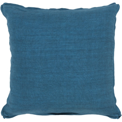 Luxury Linen Throw Pillow - Blue - 18" H x 18" W x 4" D - Polyester insert - Image 0
