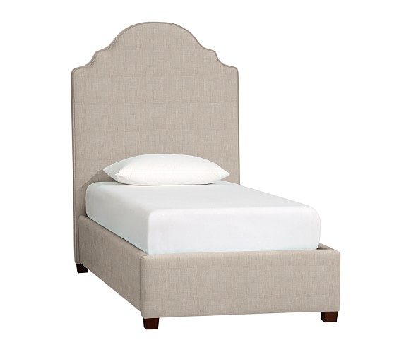 Charlotte Upholstered Twin Bed - Washed Grainsack (B), Flax - Image 0