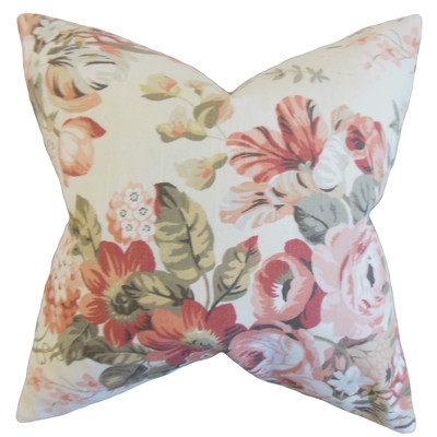 Quela Floral Throw Pillow - Blush - 18" - Down/Feather - Image 0