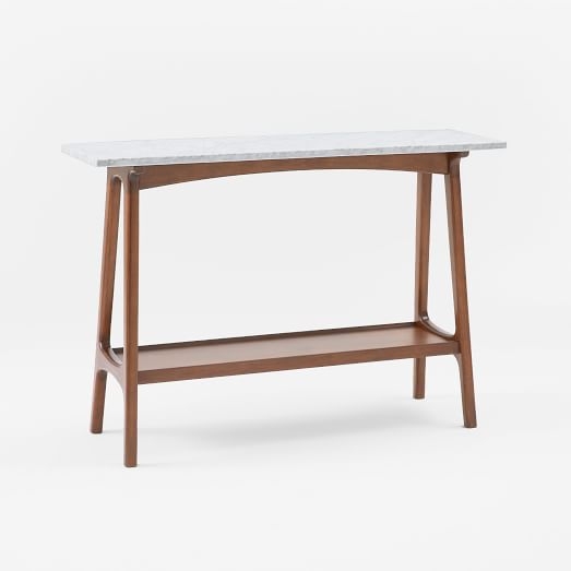 Reeve Mid-Century Console, Marble/Pecan - Image 0