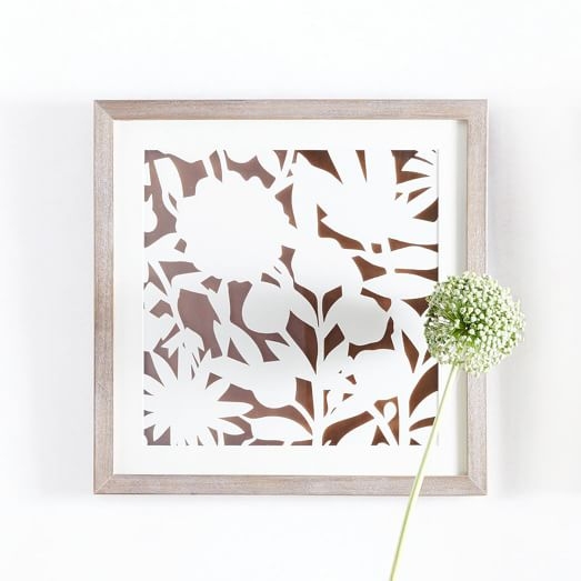 Modern Paper Cut Out Wall Art - Flower - 24x24 - Framed - Image 0