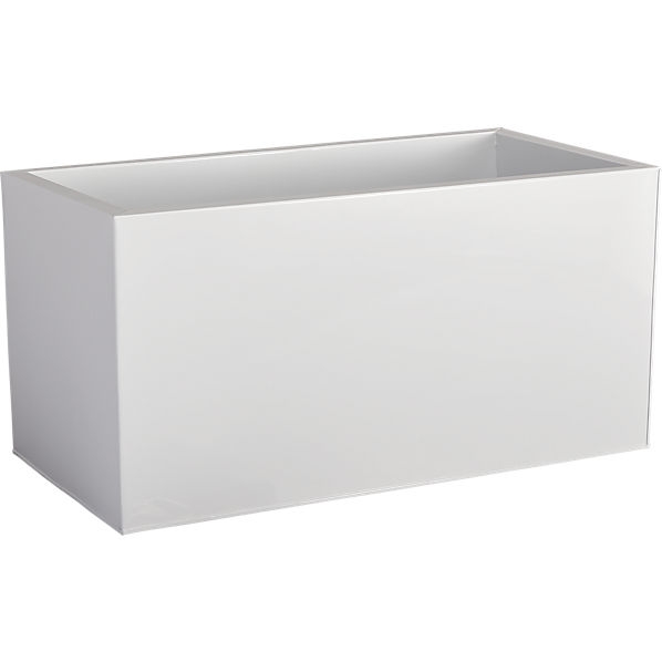 Box 24" low galvanized high-gloss white planter - Image 0