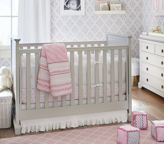 Nursery Quilt Bedding Set: Quilt, Bow Crib Fitted Sheet & Crib Skirt - Image 0