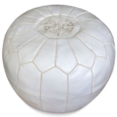 Moroccan Leather Pouf Ottoman - Image 0