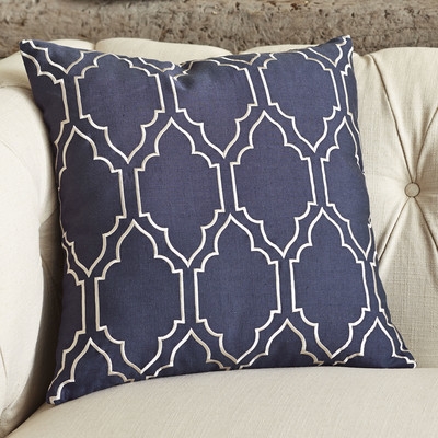 Lacey Linen Pillow Cover - Navy - 18" x 18" - No Insert - Image 0