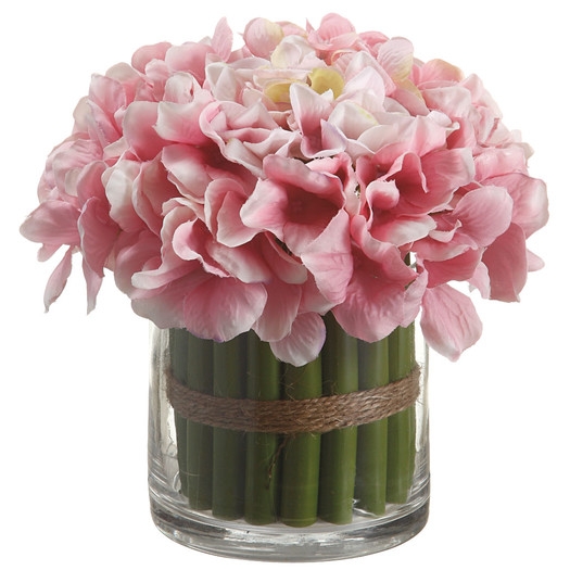 Hydrangea Bouquet in Glass Vase - Image 0
