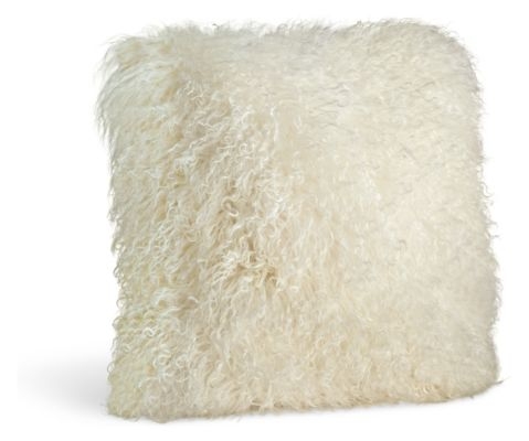 Tibetan Sheepskin Pillow- 16"w 16"h-  Polyester fill insert - Image 0