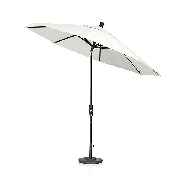9' Round Sunbrella Â® White Sand Patio Umbrella with Tilt Black Frame - Image 0