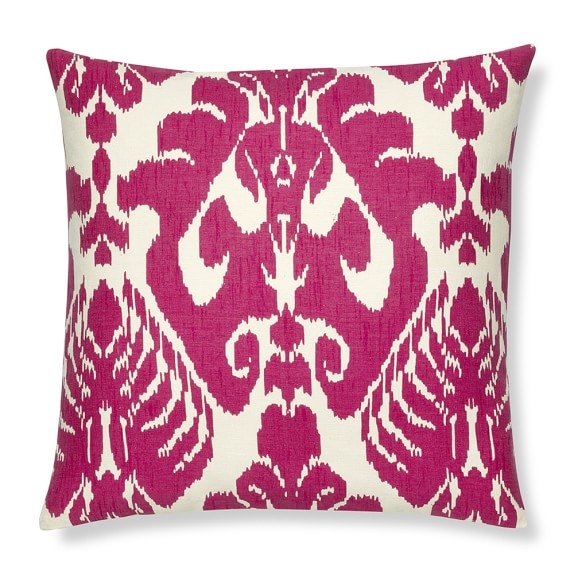 Silk Ikat Medallion 20" x 20" Pillow Cover, Rasberry - Without insert - Image 0