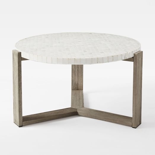 Mosaic Coffee Table â€“ White Marble-Wood (Driftwood finish) - Image 0