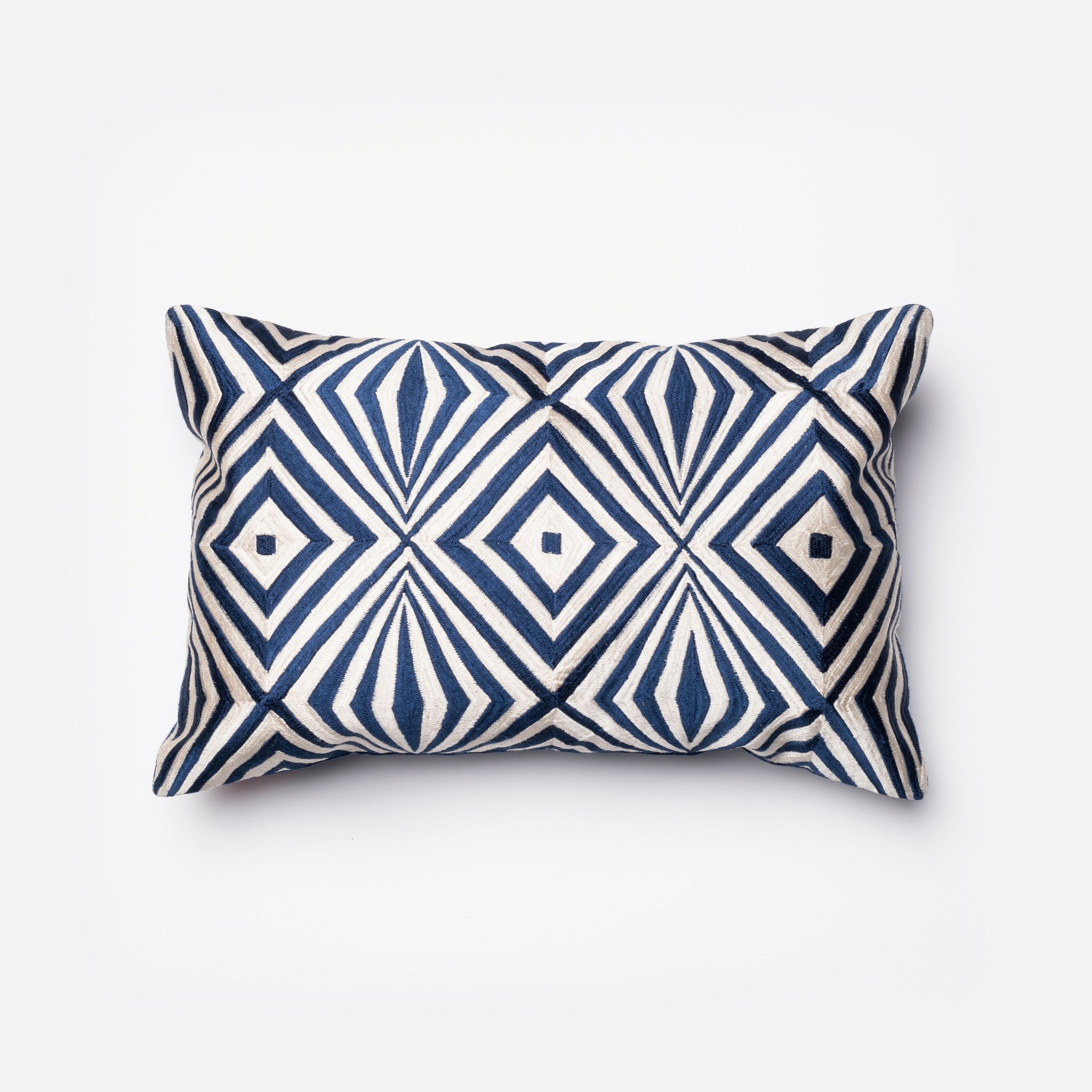 P0011 NAVY / IVORY Pillow - 13" x 21" with Down Insert - Image 0
