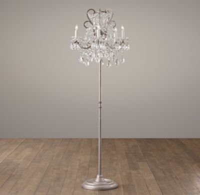 Manor court crystal 5-arm floor lamp aged pewter - Image 0