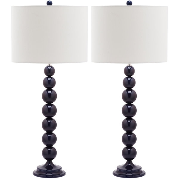 Safavieh Jenna Stacked Ball 1-light Navy Table Lamps (Set of 2) - Image 0