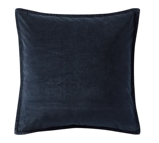 Washed Velvet Pillow Cover - Midnight Blue, 20" x 20", No insert - Image 0