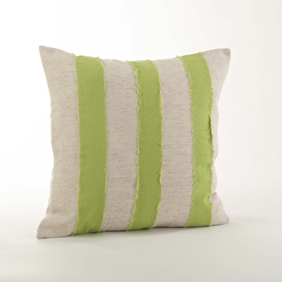 Cap Ferrat Banded Cotton Throw Pillow - Lime - 18"x18" - Down/Feather Fill - Image 0