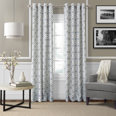 Crackle Single Curtain Panel -Blue Mist-52" x 95" - Image 0