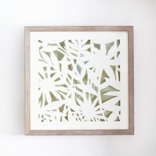 Modern Paper Cut Out Wall Art - Flower - 24x24 - Framed (Whitewashed ) - Image 0